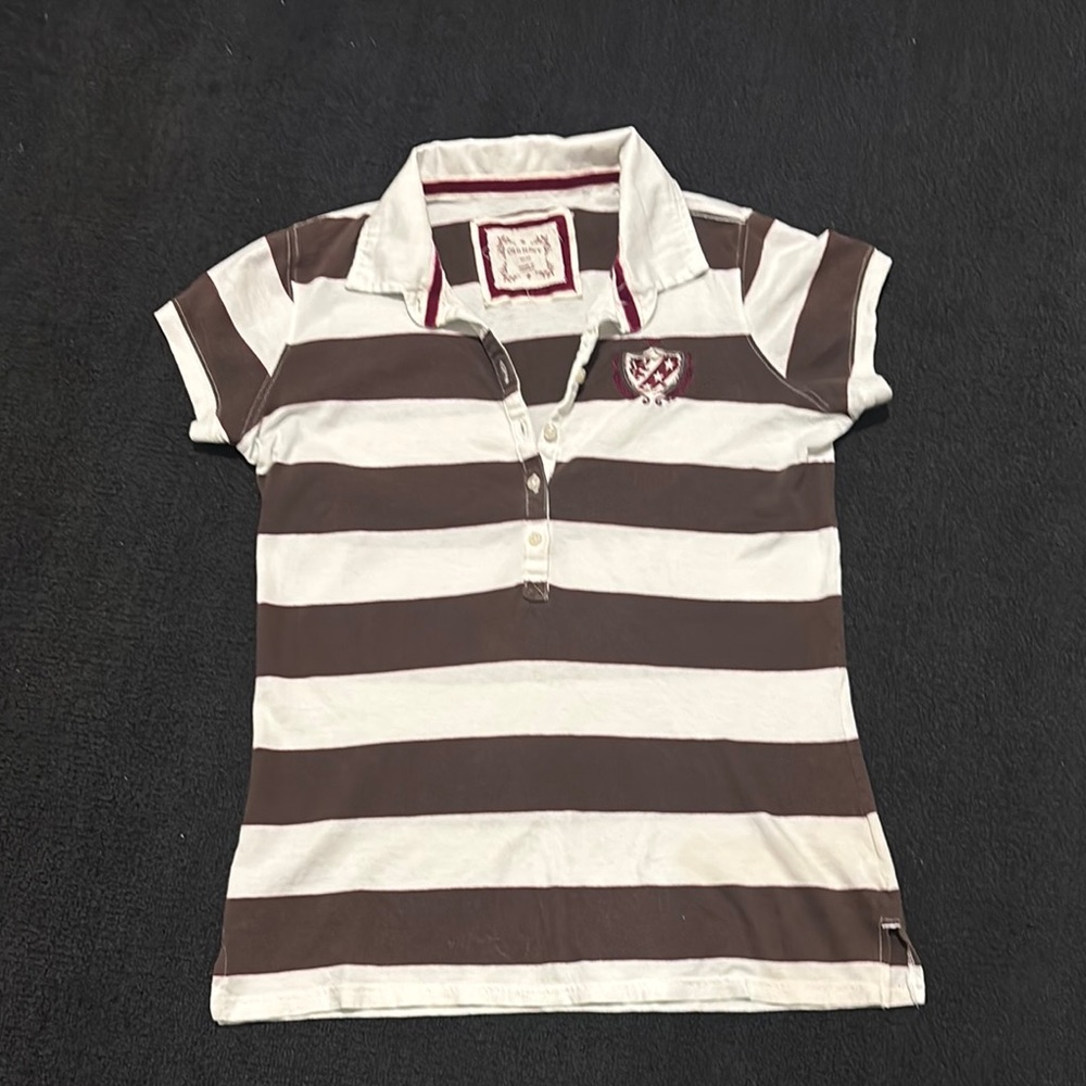 Striped Brown and White Polo Shirt